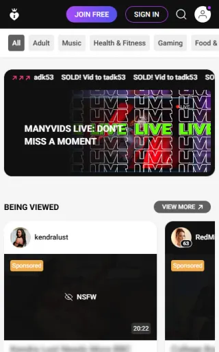 ManyVids mobile screenshot