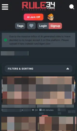 Rule34video mobile screenshot