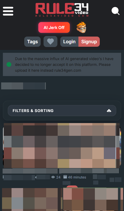 Rule34video mobile screenshot