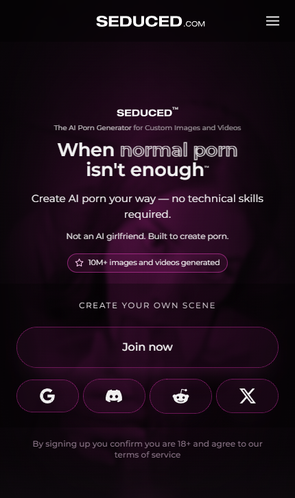 Seduced mobile screenshot